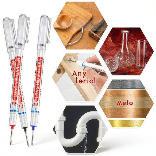Zonon Deep Hole Marker Pen ABS Plastic Refillable Chisel Tip-4