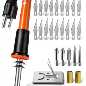 Honoson Electric Hot Knife Set Metal Blades Wood Handle-0