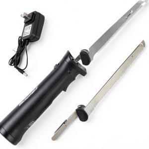 Elite Gourmet Electric Knife Stainless Steel Blades Cordless-0