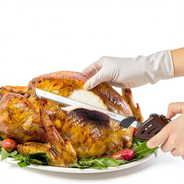 MOVNO Electric Knife Serrated Stainless Steel Carving Tool-1