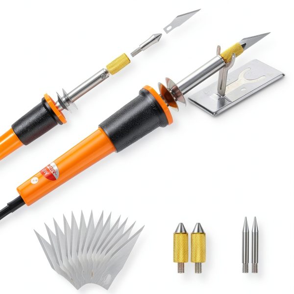 Honoson Electric Hot Knife Set Metal Blades Wood Handle-1