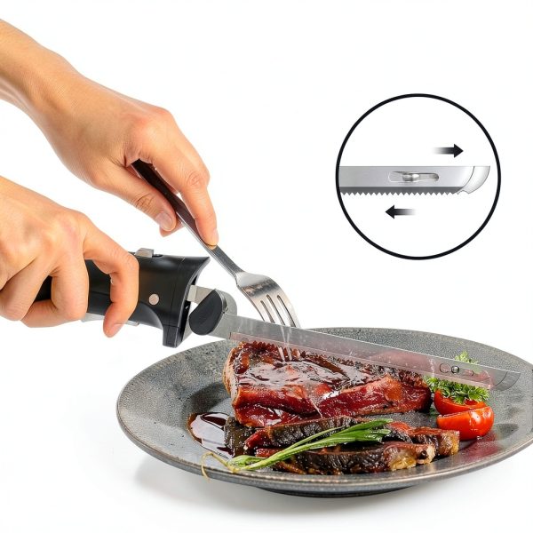 D DUSSAL Cordless Electric Knife Stainless Steel Serrated-1