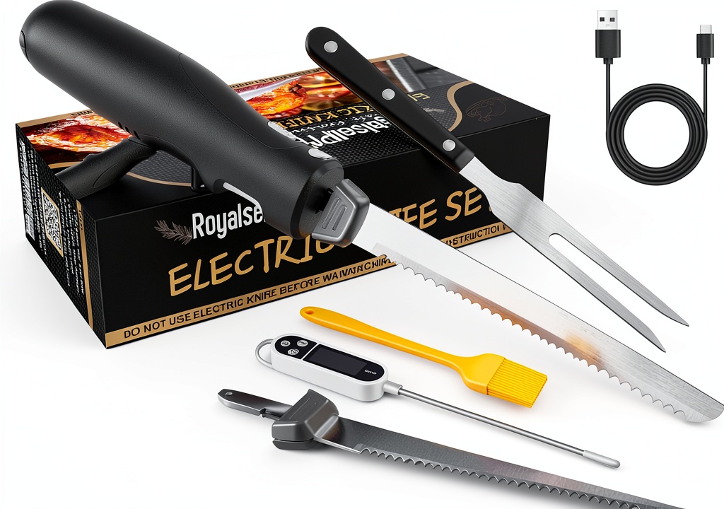 Royalsellpro Electric Knife set with blades and accessories in storage case
