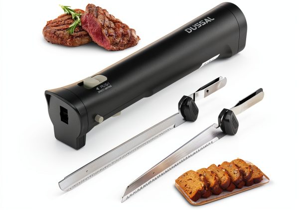 D DUSSAL Cordless Electric Knife Stainless Steel Serrated-0