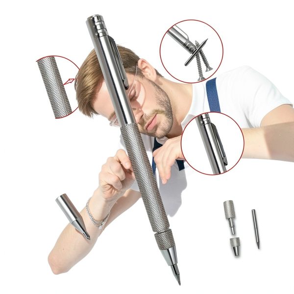 Bcautay Tungsten Carbide Scriber Magnetic Knurled Grip Tool-2