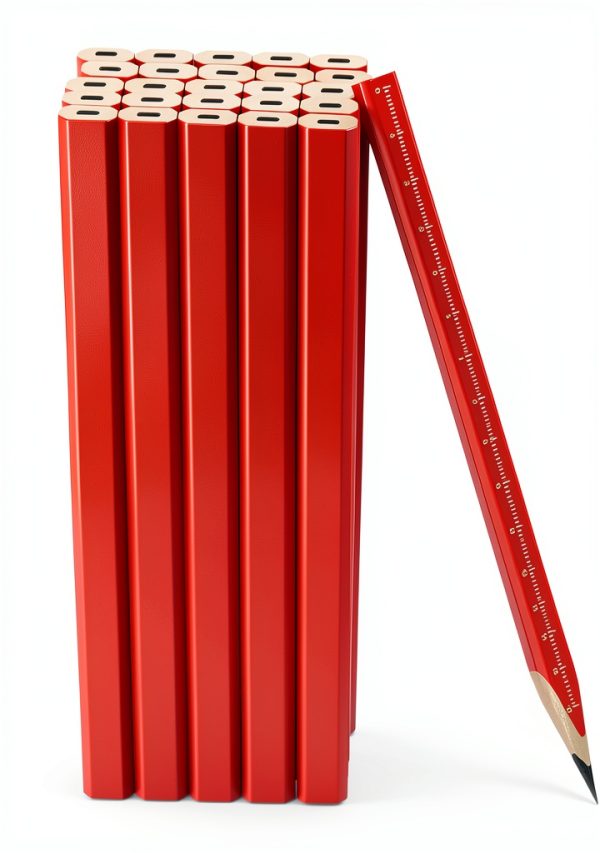 RONDURE Carpenter Pencils Flat Design Red Woodworking Tools-3