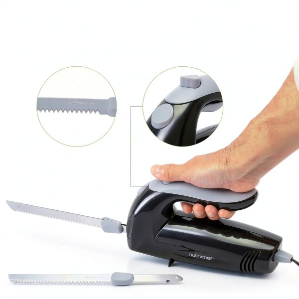 NutriChef Electric Carving Knife Stainless Steel Serrated-5