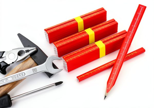 RONDURE Carpenter Pencils Flat Design Red Woodworking Tools-1