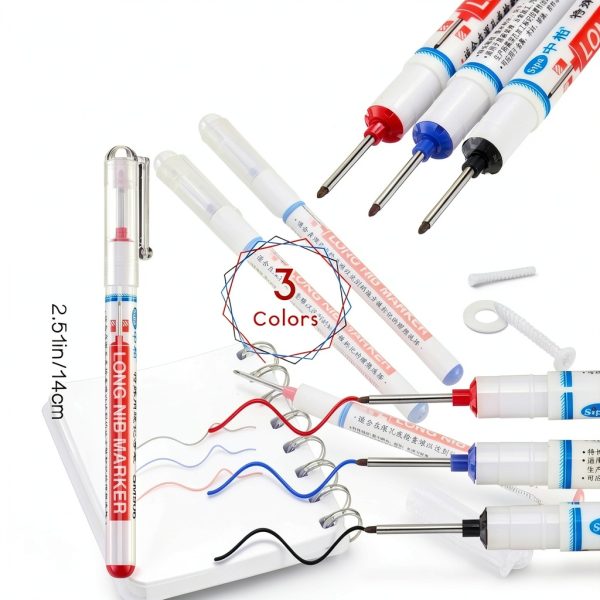 Zonon Deep Hole Marker Pen ABS Plastic Refillable Chisel Tip-1