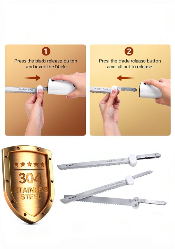 HK Electric Knife Cordless Meat Bread Slicing Stainless-4