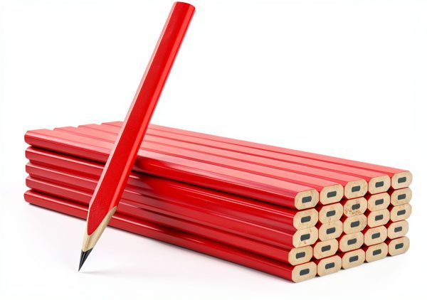 RONDURE Carpenter Pencils Flat Design Red Woodworking Tools-2