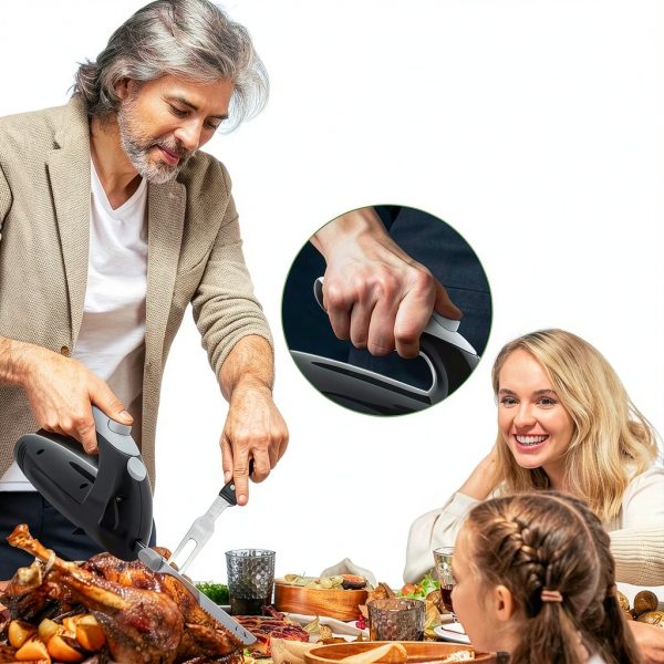 NutriChef Electric Carving Knife Stainless Steel Serrated-2