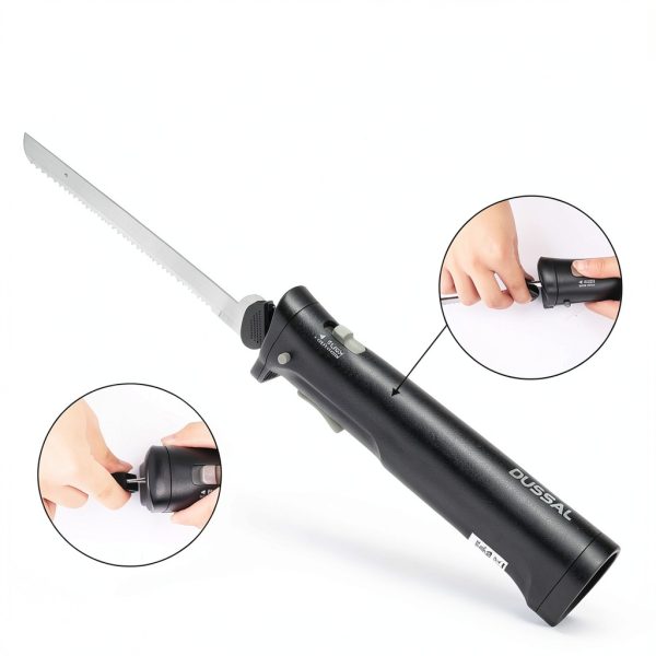 D DUSSAL Cordless Electric Knife Stainless Steel Serrated-3