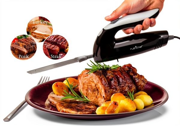 Electric Carving Knife NutriChef Stainless Steel Dishwasher-2
