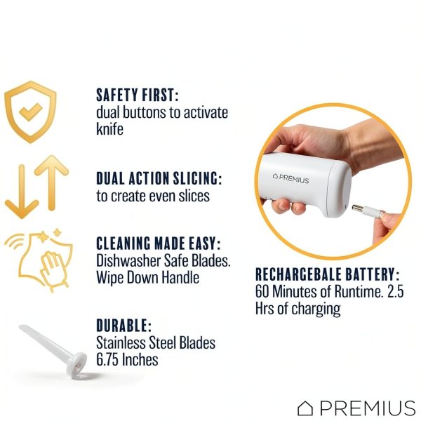 PREMIUS Electric Knife Cordless Stainless Steel Carving-5