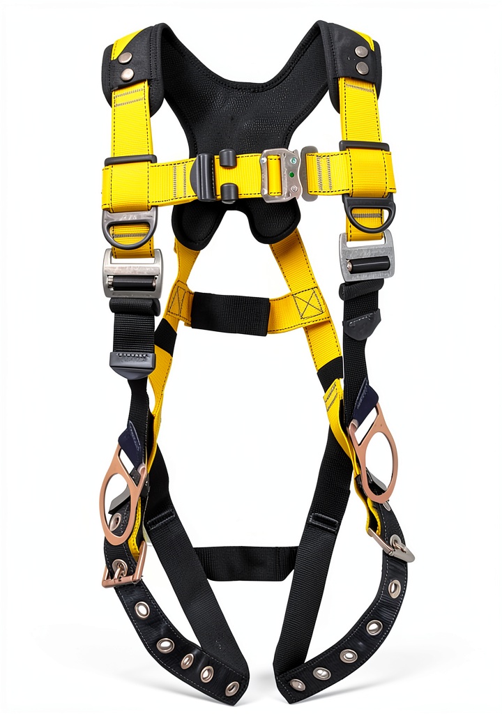 Worker wearing Guardian full body harness on a construction site