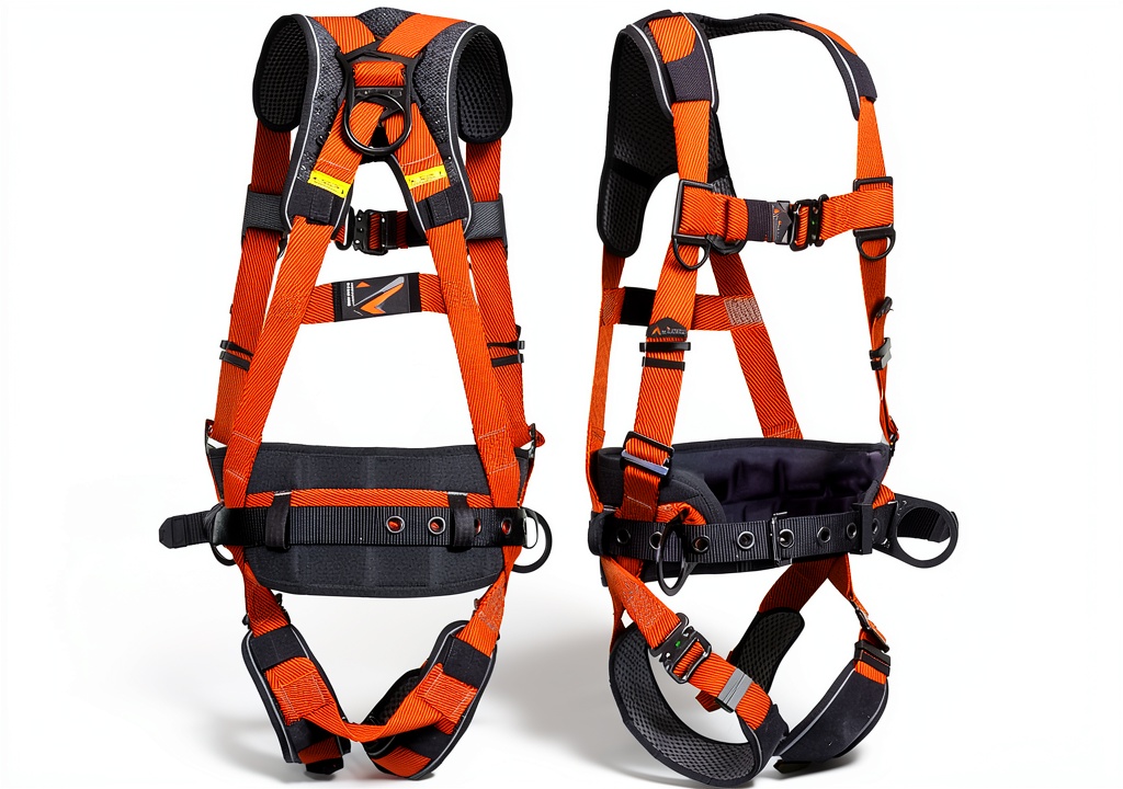 Installing Fall Protection Harness Malta Dynamics Comfort Maxx on a wooden desk