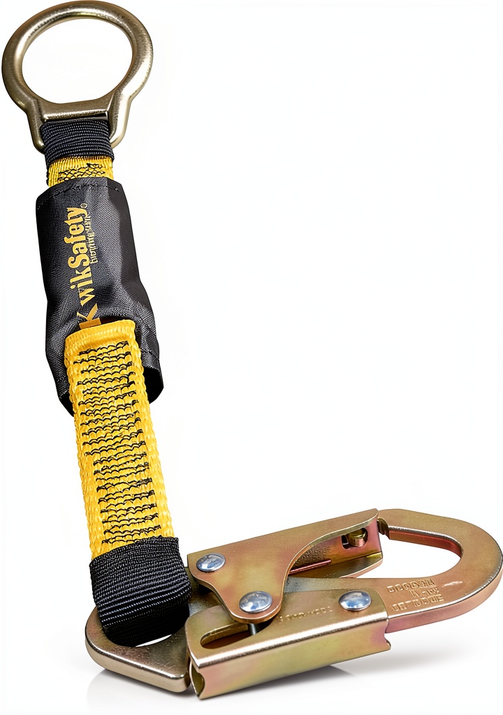 Worker attaching KwikSafety D Ring Extender to a safety harness