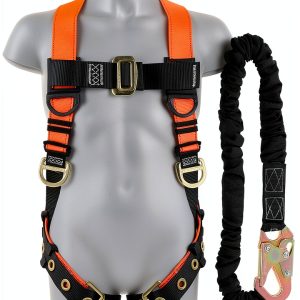 TRSMIMA Safety Harness with 6ft Shock Lanyard Steel D‑Rings-0