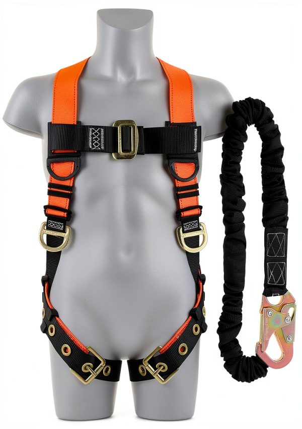 TRSMIMA Safety Harness with 6ft Shock Lanyard Steel D‑Rings-0