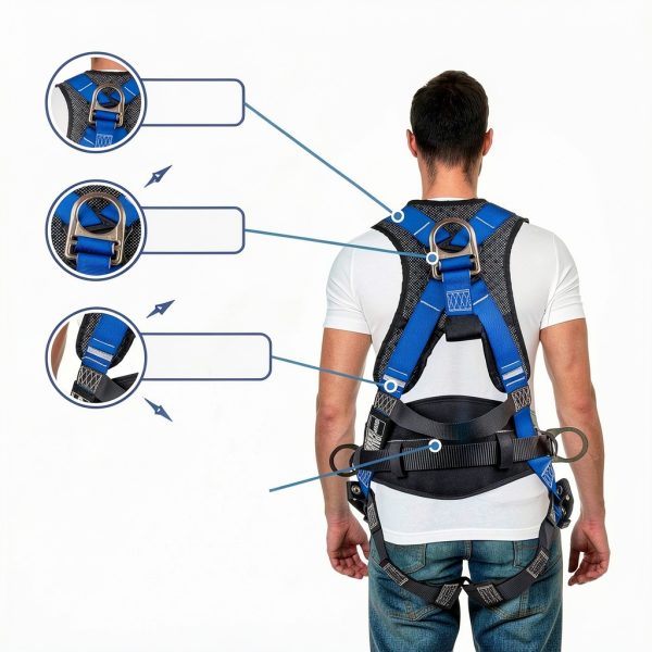 Palmer Safety Fall Arrest Harness 420 lb Polyester Webbing Hi Vis-2