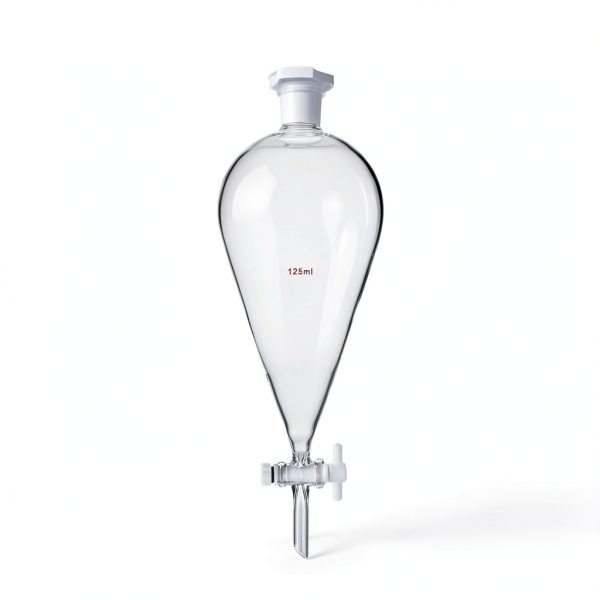 Borosilicate Glass Conical Funnel 125ml BISMAN 24/29J PTFE Stopcock-4