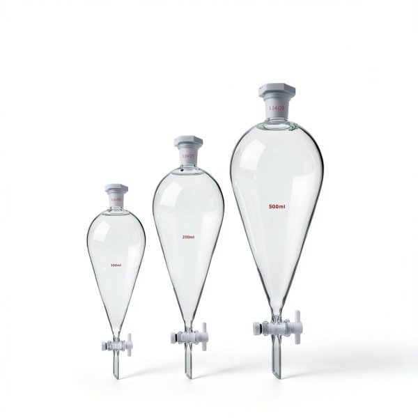 Borosilicate Glass Conical Funnel 125ml BISMAN 24/29J PTFE Stopcock-3