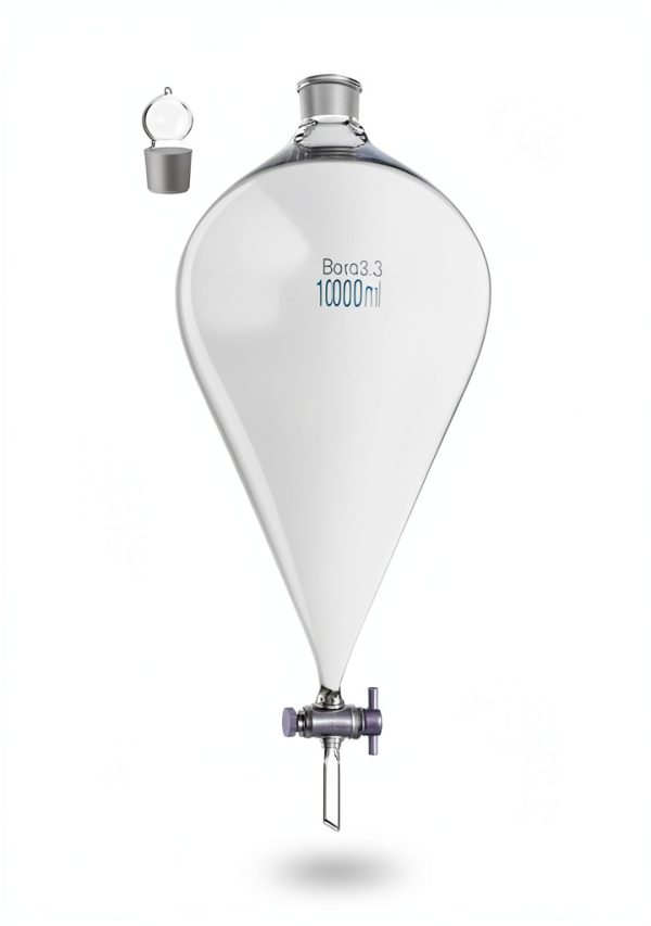 Borosilicate Glass 10000ml / 10L Conical Separatory Funnel with PTFE stopcork-1