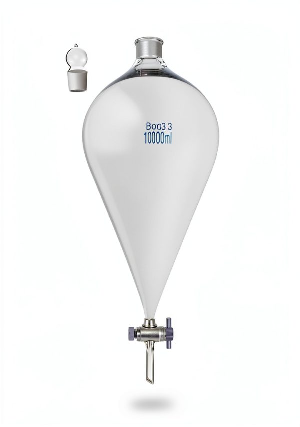 Borosilicate Glass 10000ml / 10L Conical Separatory Funnel with PTFE stopcork-0