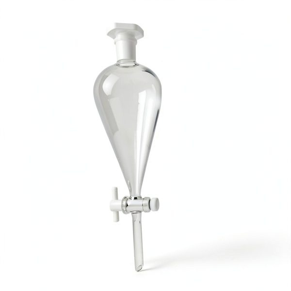 Borosilicate Glass Conical Funnel 125ml BISMAN 24/29J PTFE Stopcock-0