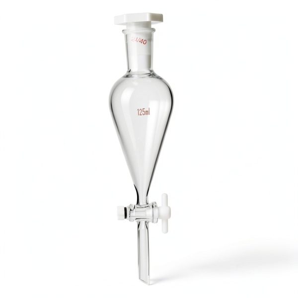PATIKIL 125ml Separating Funnel - Borosilicate Glass, PTFE Stopcock-1