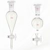 PATIKIL 125ml Separating Funnel - Borosilicate Glass, PTFE Stopcock-2