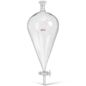 PATIKIL 3000ml Conical Separating Funnel Borosilicate PTFE Stopcock-0