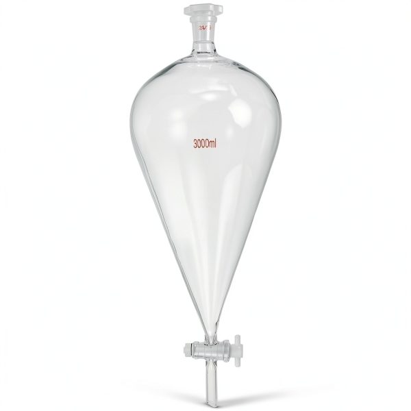 PATIKIL 3000ml Conical Separating Funnel Borosilicate PTFE Stopcock-0