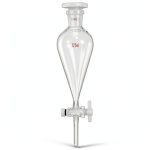 PATIKIL 125ml Separating Funnel - Borosilicate Glass, PTFE Stopcock-0