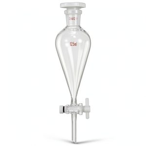 PATIKIL 125ml Separating Funnel - Borosilicate Glass, PTFE Stopcock-0