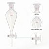 PATIKIL 125ml Separating Funnel - Borosilicate Glass, PTFE Stopcock-2