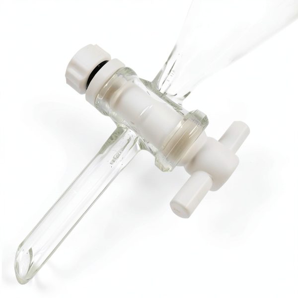 Borosilicate Glass Conical Funnel 125ml BISMAN 24/29J PTFE Stopcock-2