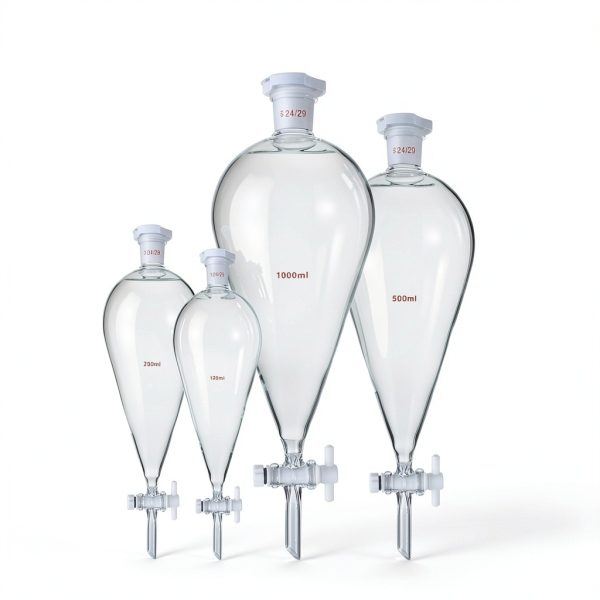 Borosilicate Glass Conical Funnel 125ml BISMAN 24/29J PTFE Stopcock-8