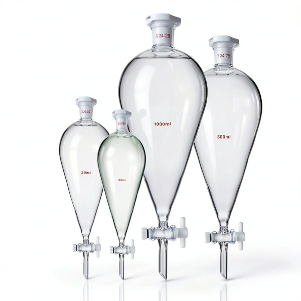 Borosilicate Glass Conical Funnel 125ml BISMAN 24/29J PTFE Stopcock-7