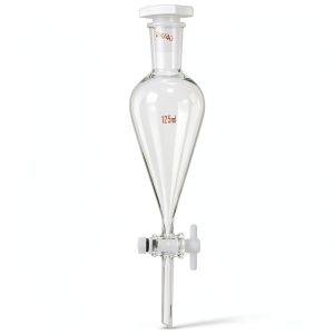 PATIKIL 125ml Separating Funnel - Borosilicate Glass, PTFE Stopcock-0