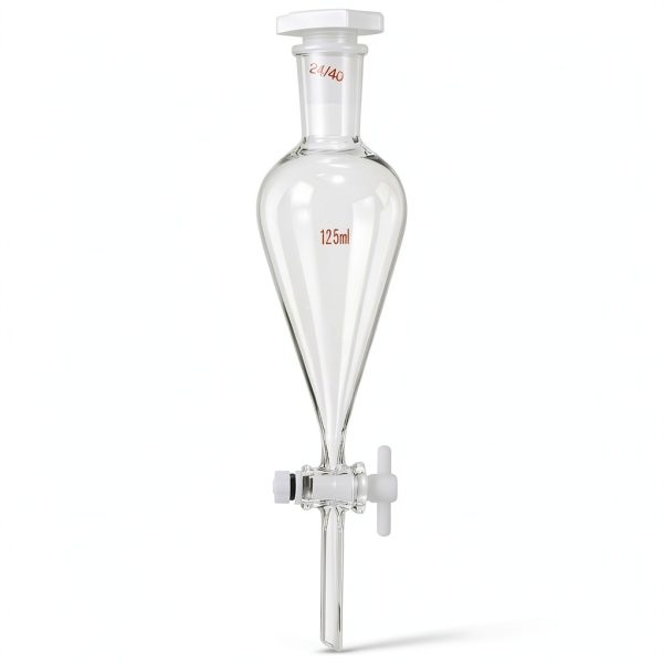 PATIKIL 125ml Separating Funnel - Borosilicate Glass, PTFE Stopcock-0