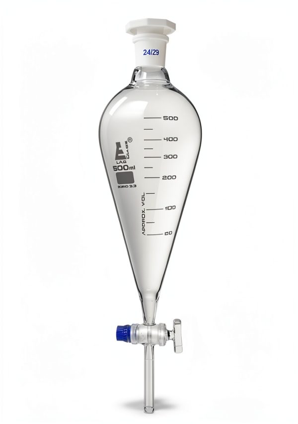 EISCO Squibb Separating Funnel 500ml Borosilicate Glass 24/29 Stopper-0