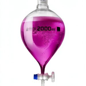 EISCO Separatory Funnel 2000mL Pear-Shaped Glass with Plastic Stopper-0