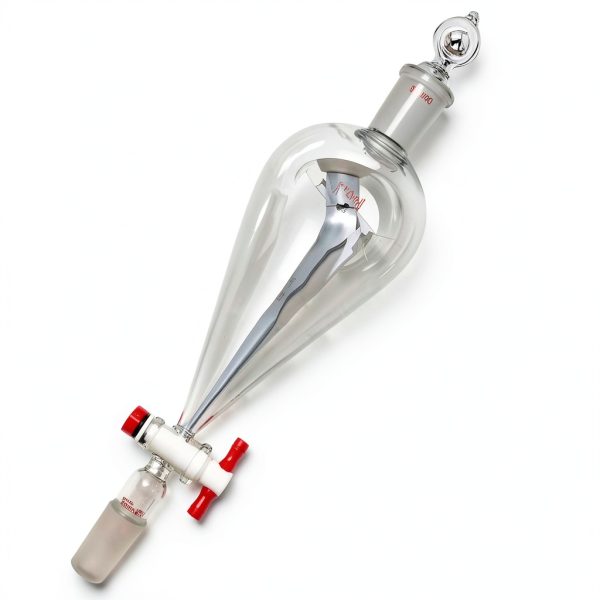Glass Pyriform Separatory Funnel 500ml 24/40 PTFE Stopcock Deschem-2