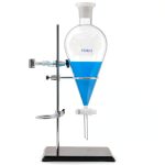 FSLAB Borosilicate Glass 1000ML Heavy Wall Conical Separatory Funnel with 24/40 Joints and PTFE Stopcock + Laboratory Distillation Support Rack for Titration Extraction Lab,Food,pear - 1L-0
