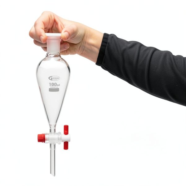 United Scientific SF149-50 Glass Conical Seperatory Funnel with PTFE Stopcock and Plastic Stopper, 50ml Capacity (Pack of 2)-1