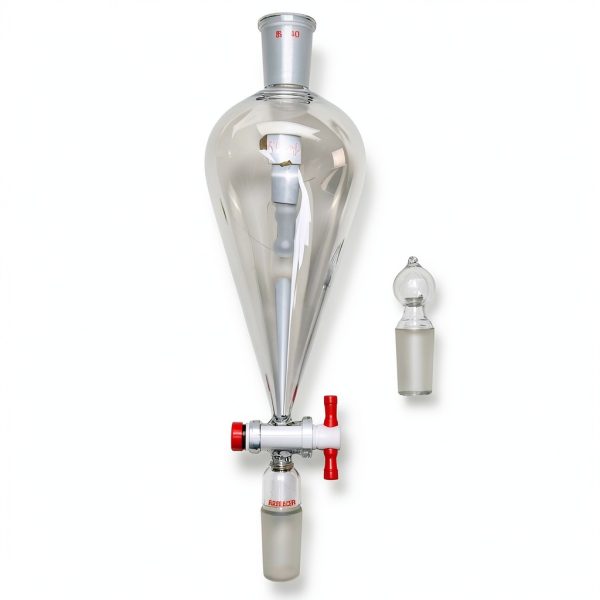 Glass Pyriform Separatory Funnel 500ml 24/40 PTFE Stopcock Deschem-5