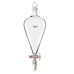 Glass Pyriform Separatory Funnel 500ml 24/40 PTFE Stopcock Deschem-0