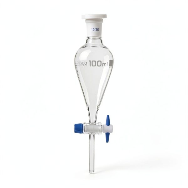 EISCO Squibb Separating Funnel 100ml PTFE Stopcock 19/26 Stopper-0